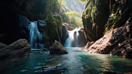Amazing beautifull waterfall. Generative AI