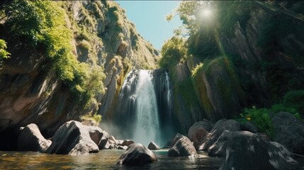 Amazing beautifull waterfall. Generative AI
