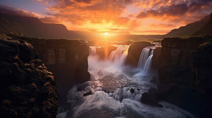 Amazing beautifull waterfall. Generative AI