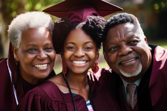 Family Celebrates Graduation Outside