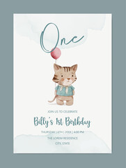 kids birthday invitation card watercolor template background