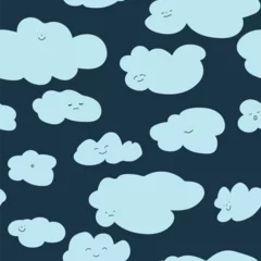 Foto op Canvas Cloud character with smiling face seamless pattern © Sonulkaster