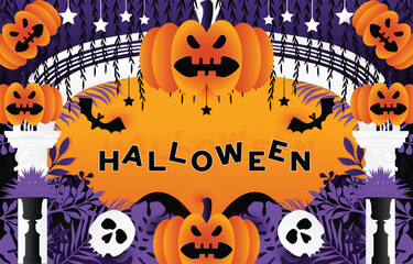 halloween background with halloween pumpkins