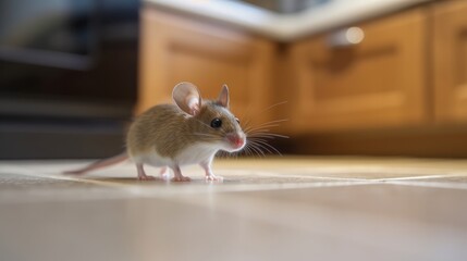 Mouse on modern kitchen floor