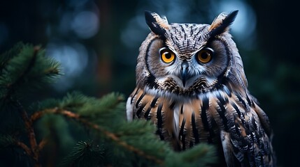 an owl standing on a branch