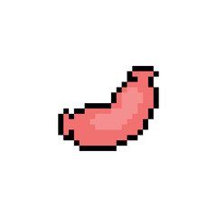 Sausage pixel art icon isolated. 8 bit food sign. pixelated Symbol for mobile application