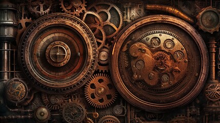 steampunk, old, metal, art, iron, ancient, door, vintage, design, architecture, antique, detail, pattern, fence, ornament, asia, wall, decoration, texture, temple, generative, ai