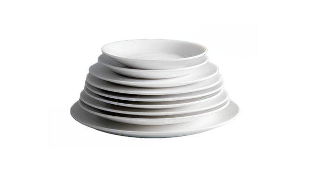 white plates stacked in layer