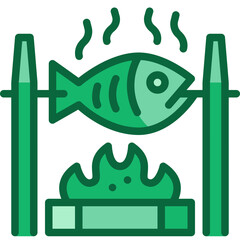 grilled fish two tone icon