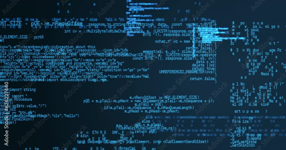 Aufkleber animation of digital data processing over dark background