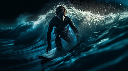 Fototapeta premium Surfer schafft die perfekte Welle KI