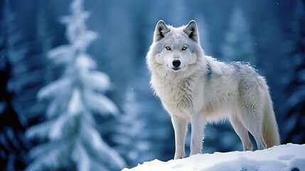 a white wolf in the snow - Powered by Adobe