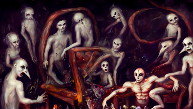 Hell background oil painting