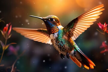 Obraz premium Hummingbird Flying Outdoors.