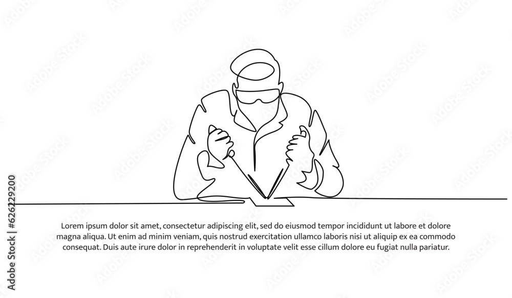 Aufkleber continuous line design of the man doing lab testing. decorative elements are drawn on a white backgr