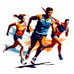 Naklejka premium group of athletics sportsmen. generative ai