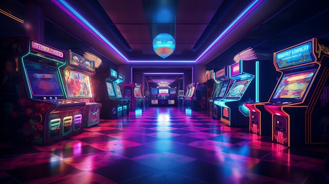 a row of arcade games