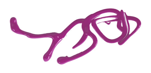 Dark purple watercolor drops zigzag isolated on transparent background.