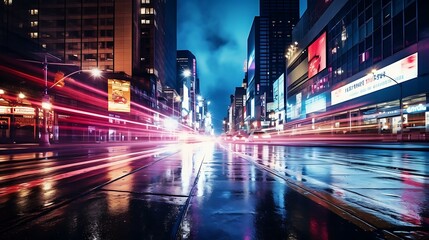 Fototapeta na wymiar a city street at night