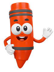 Red crayon, 3d character illustration.