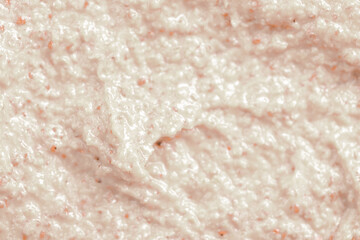 Baby food close-up. Porridge for newborns. Background food texture for kids. Milk mixture.
