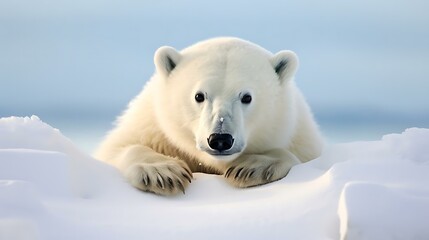 Obraz na płótnie Canvas a white polar bear lying on snow
