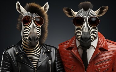 A Zebra in Sunglasses and Leather Generative AI