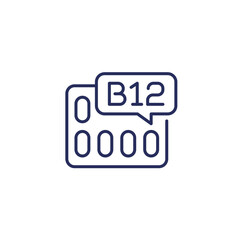 B12 vitamin line icon on white