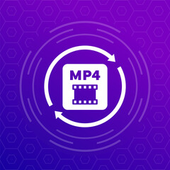 convert to mp4 file icon, vector