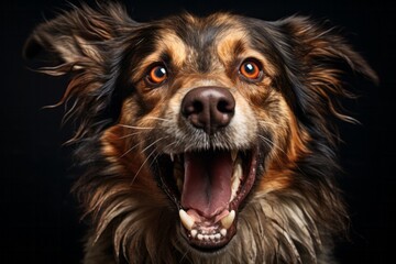 Happy dog with an open mouth.