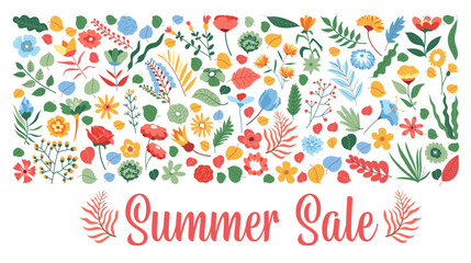 Summer sale floral promo banner with discounts