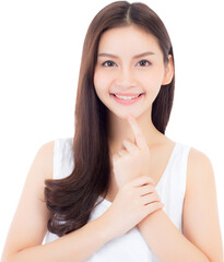 Portrait of beautiful asian woman makeup of cosmetic, beauty of girl with face smile attractive, perfect with wellness and healthcare concept.