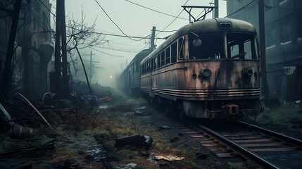 Fototapeta na wymiar a train on the railway tracks