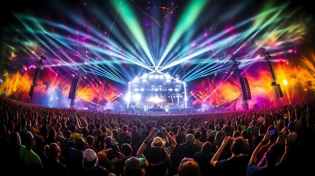 a large crowd of people at a concert - Powered by Adobe