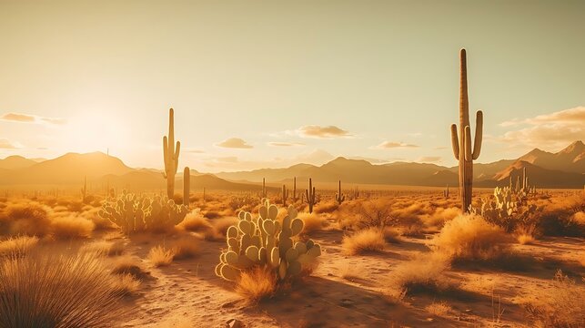 a desert with cactus