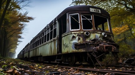 Obraz premium an old train on the tracks