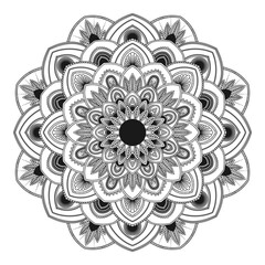 Mandala. Vintage decorative elements. Islam, Arabic, Indian, moroccan, ottoman motifs. Outline hand drawn. Illustration on transparent background.