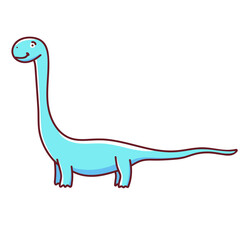 Cute cartoon dinosaur. Illustration on transparent background