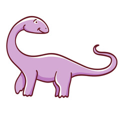 Cute cartoon dinosaur. Illustration on transparent background