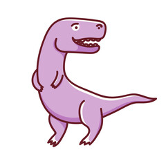 Cute cartoon dinosaur. Illustration on transparent background