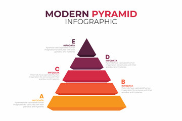 Pyramid infographic template with five elements, vector  illustration - obrazy, fototapety, plakaty