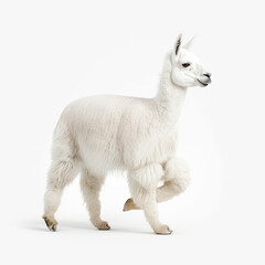 Fototapeta premium ラマ 白背景 AI生成画像 ジェネレーティブAI