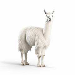 Fototapeta premium ラマ 白背景 AI生成画像 ジェネレーティブAI