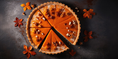 Fototapeta na wymiar Traditional american homemade pumpkin pie
