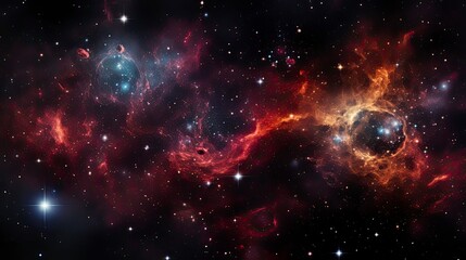Fototapeta premium Colorful Space Galaxy cloud nebula background, Generative AI