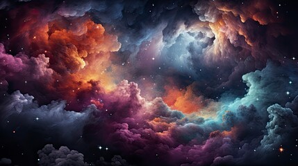 Obraz premium Colorful Space Galaxy cloud nebula background, Generative AI