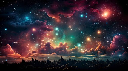 Obraz na płótnie Canvas Colorful Space Galaxy cloud nebula background, Generative AI