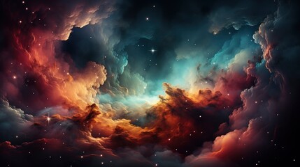 Colorful Space Galaxy cloud nebula background, Generative AI