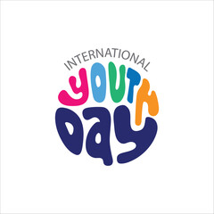 Youth day colorful lettering vector illustration to celebrate International Youth Day. Creative concept for Youth and Friendship Day Poster, Banner Design.
