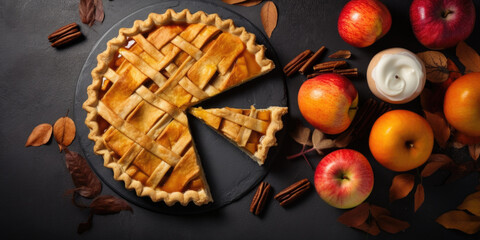 Apple pie. Traditional american apple pie with fresh apples and cinnamon